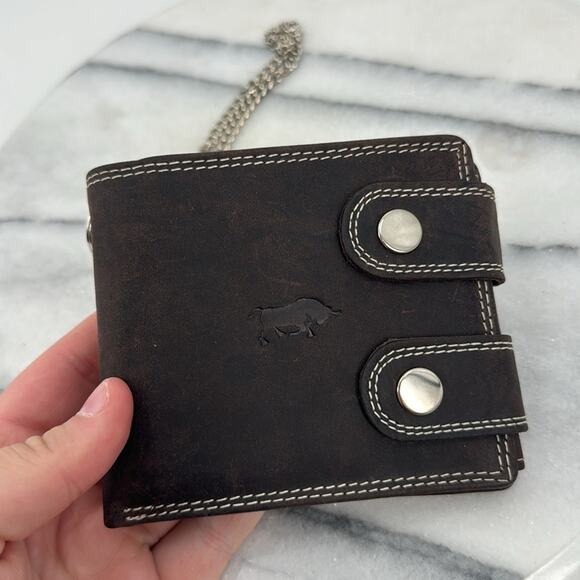 NWT Arrigo dark brown leather chain wallet - Picture 2 of 6